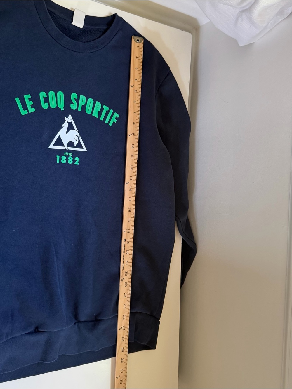 Le Coq Sportif Sweatshirt Crewneck Navy Green Size XXL Sportswear Preppy - Picture 8 of 8
